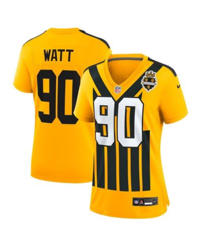 Nike Женская игровая джерси T.J. Watt Gold Pittsburgh Steelers 1933 Throwback