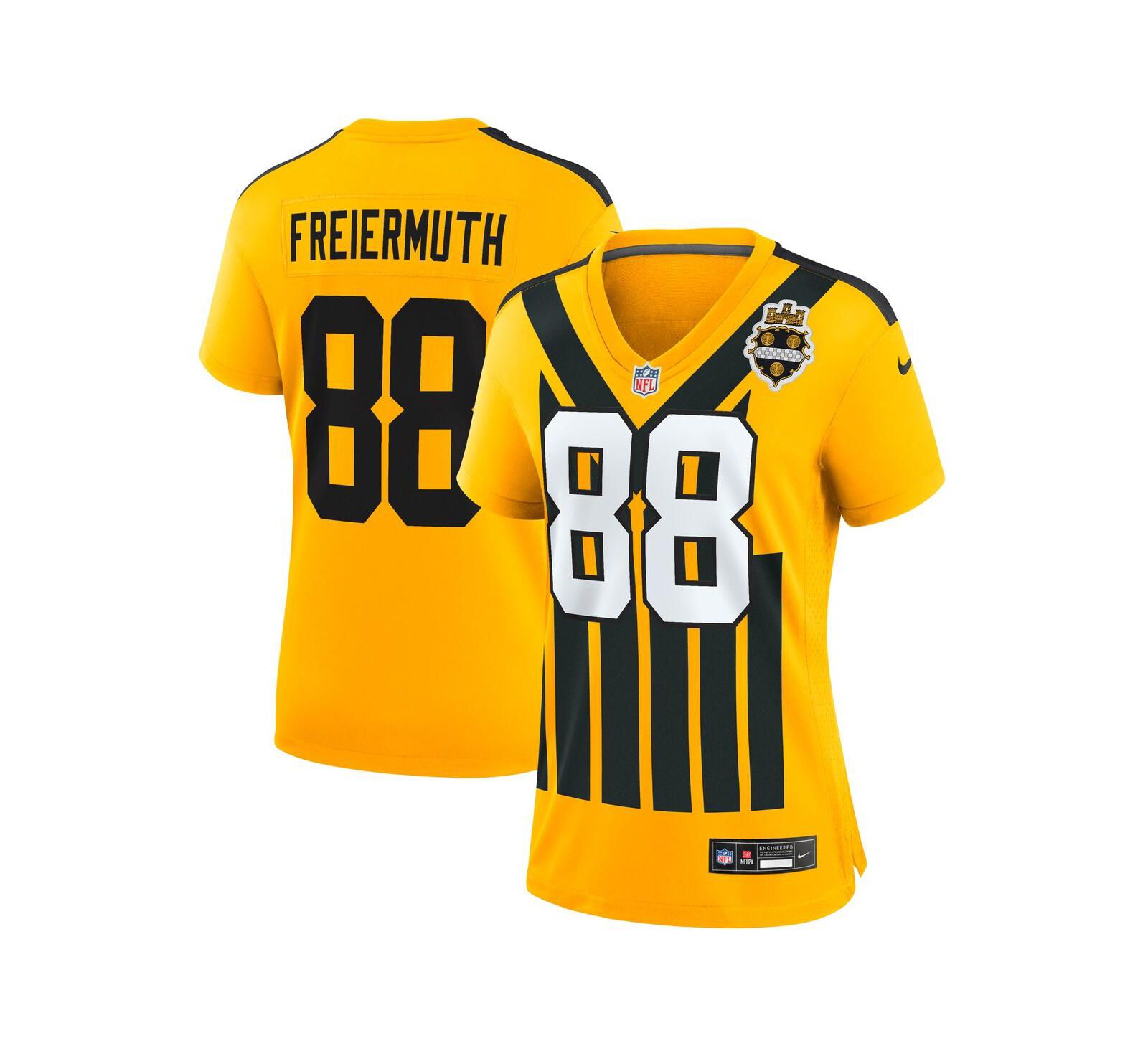 Игровая джерси Nike Women's Pat Freiermuth Gold Pittsburgh Steelers Alternate 1933 Throwback