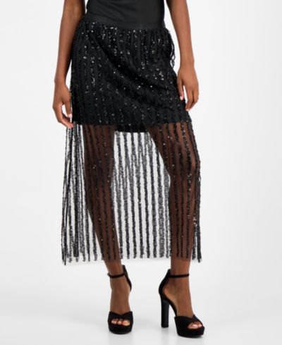 And Now This Women's Sequin-Stripe Maxi Skirt, Macy's Exclusive