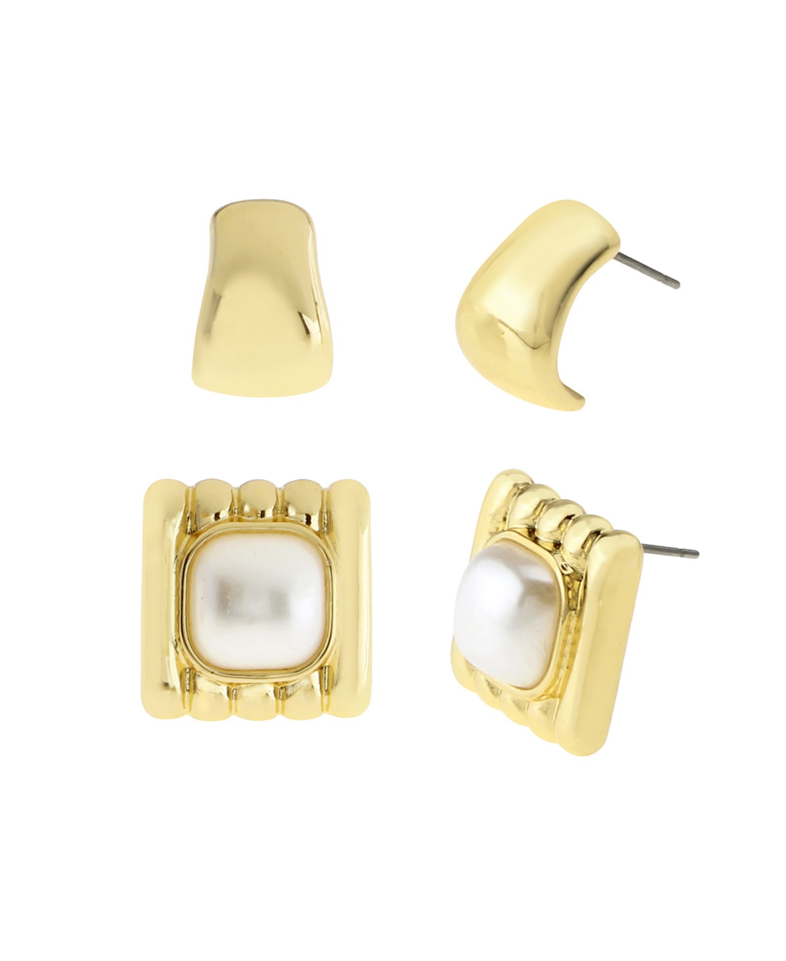 Серьги Steve Madden Faux Cultivated Pearl Button Stud Set