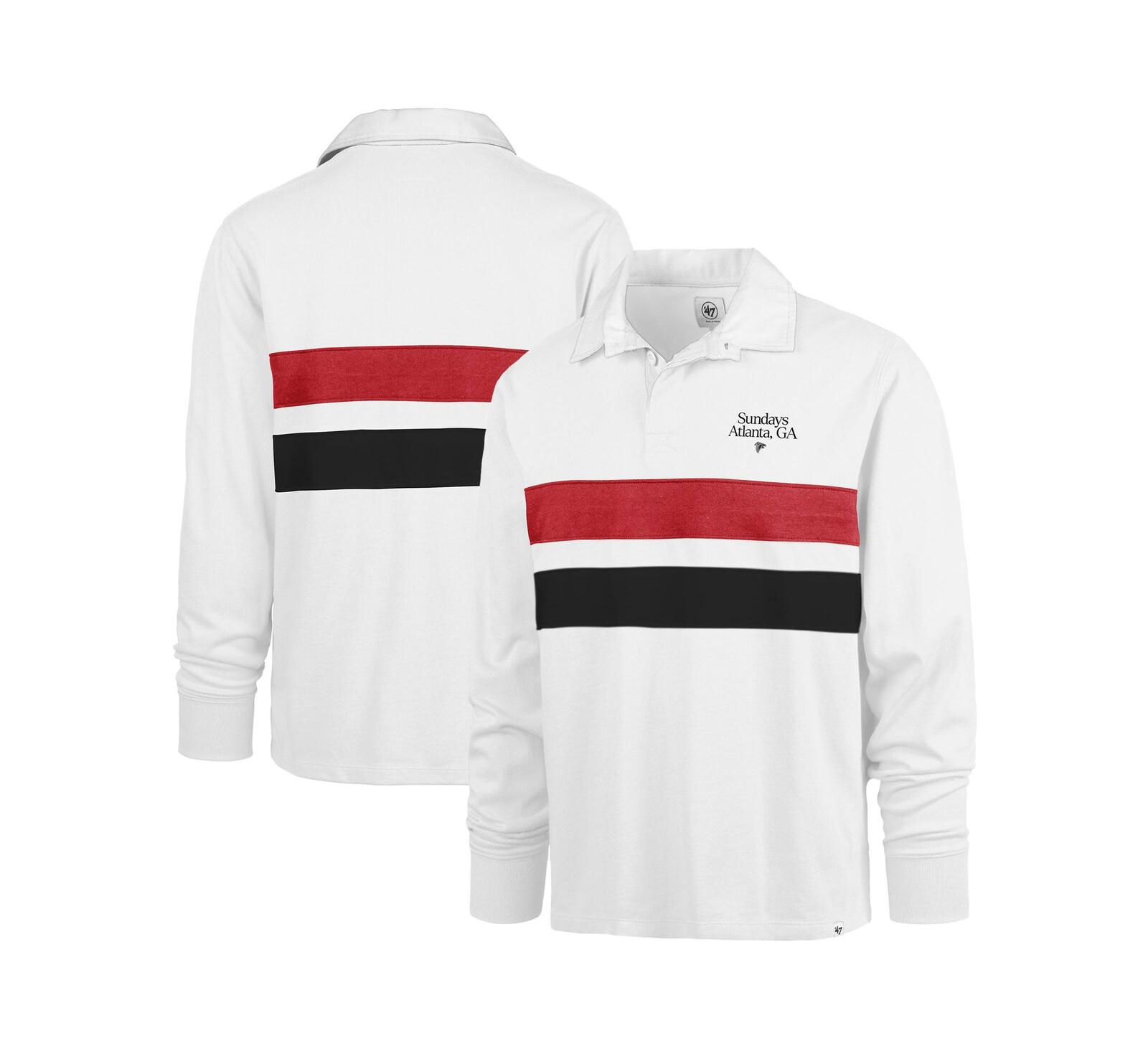 Мужская рубашка-поло '47 Brand White Atlanta Falcons Sundays Clubhouse Knox Thames Long Sleeve Rugby