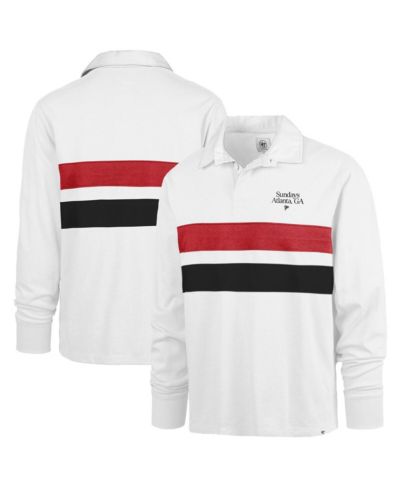 '47 Brand Men's White Atlanta Falcons Sundays Clubhouse Knox Thames Long Sleeve Rugby Polo Shirt