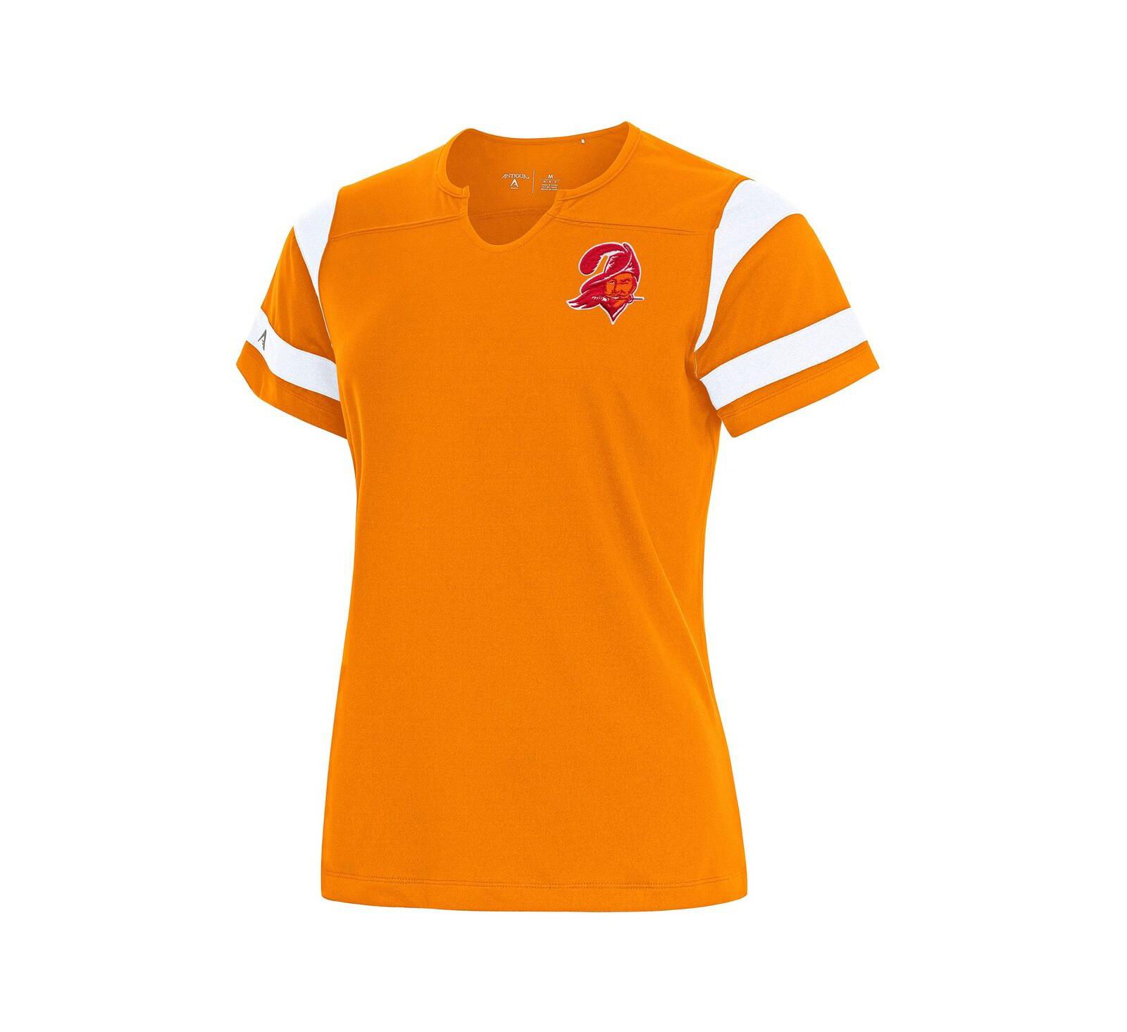 Antigua Women's Orange Tampa Bay Buccaneers Encounter Short Sleeve Notch Neck Top