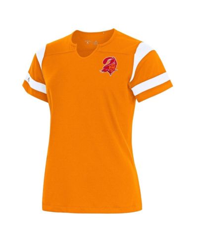 Женский топ Antigua Tampa Bay Buccaneers Encounter Short Sleeve Notch Neck, оранжевый