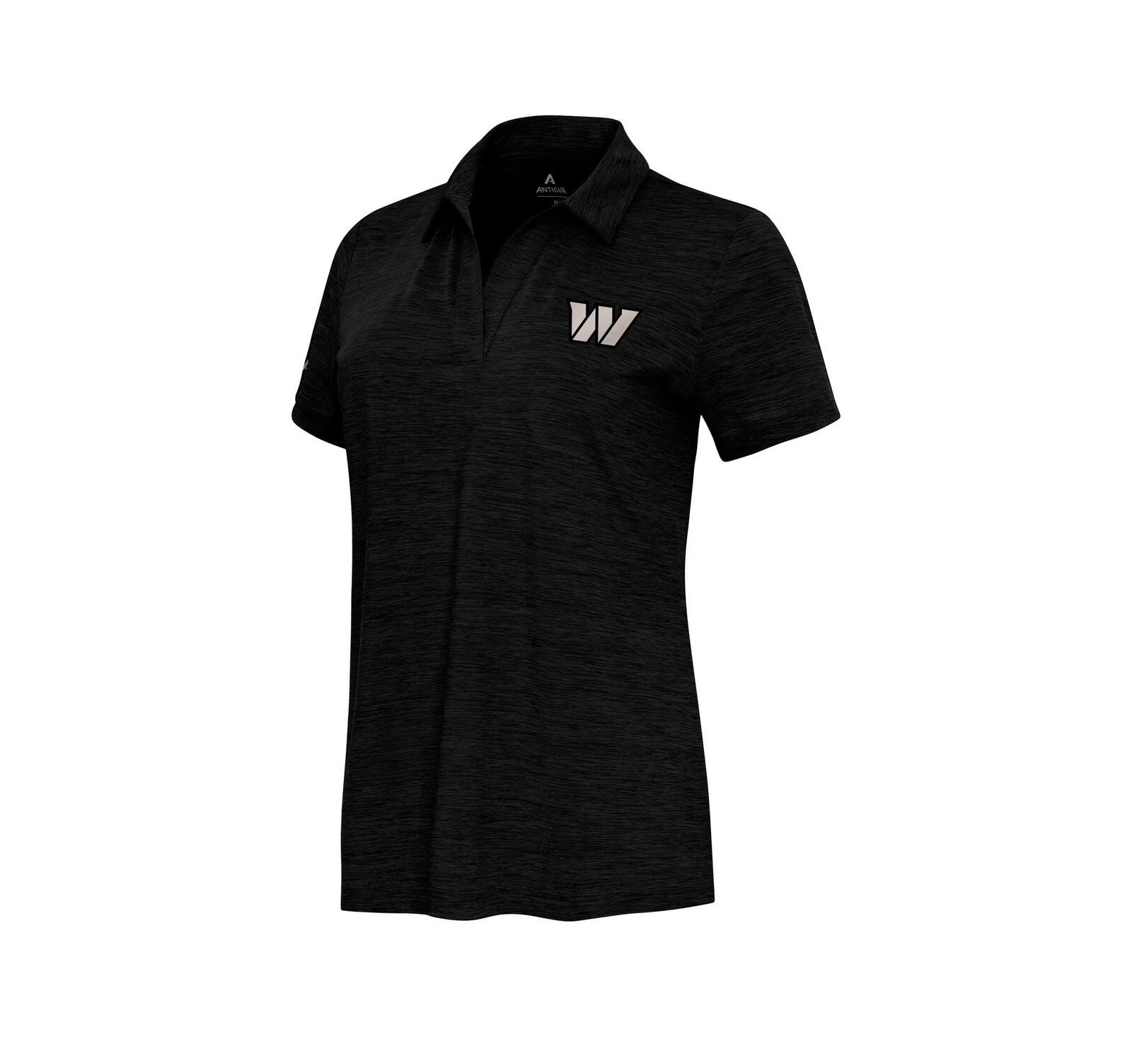 Женская рубашка-поло Antigua Heather Black Washington Commanders Layout V-Neck