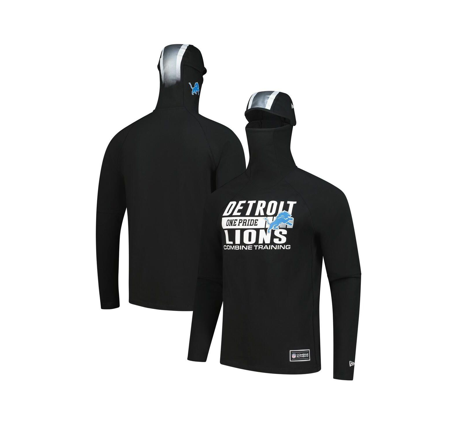 Мужское худи New Era Black Detroit Lions Balaclava Helmet Stripe