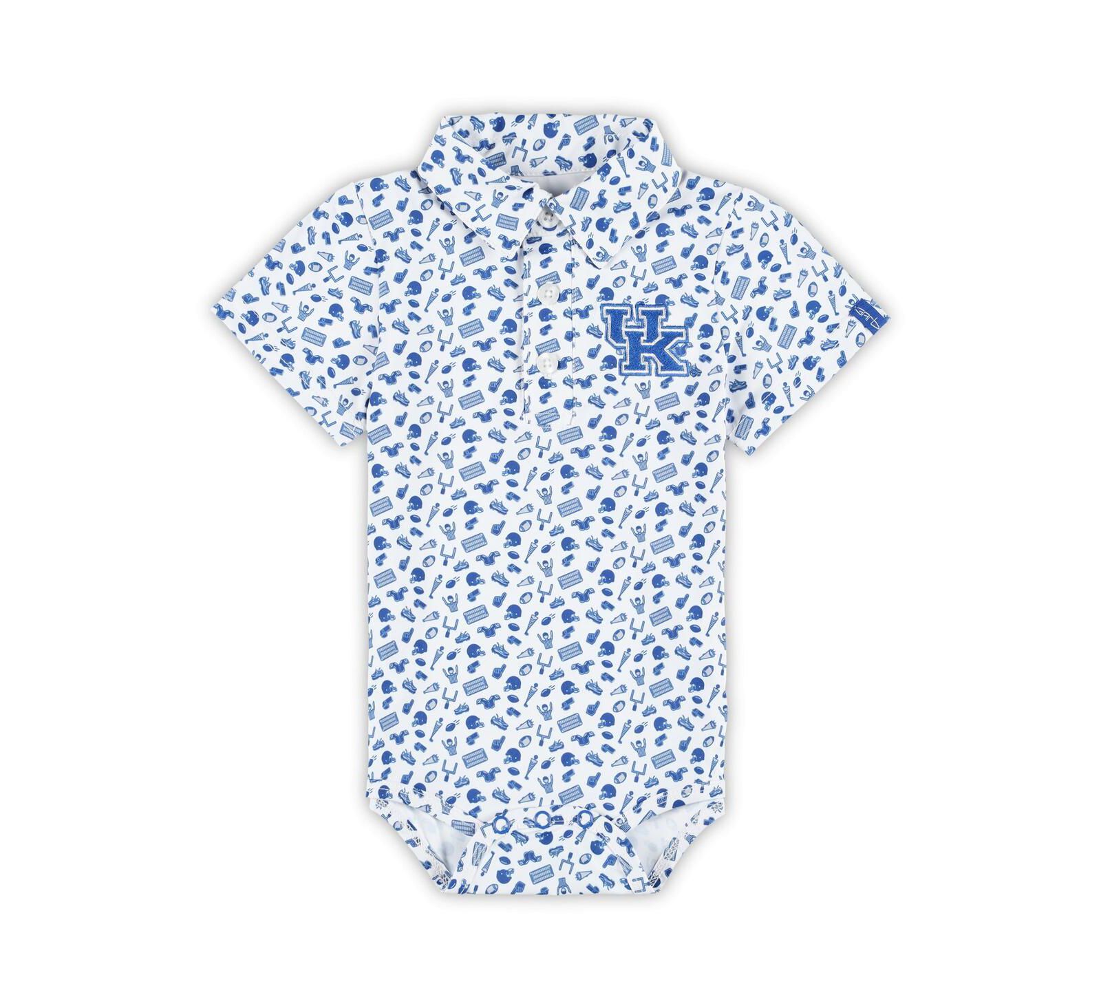 Детский боди Garb White/Royal Kentucky Wildcats Tom Allover Print Performance Polo
