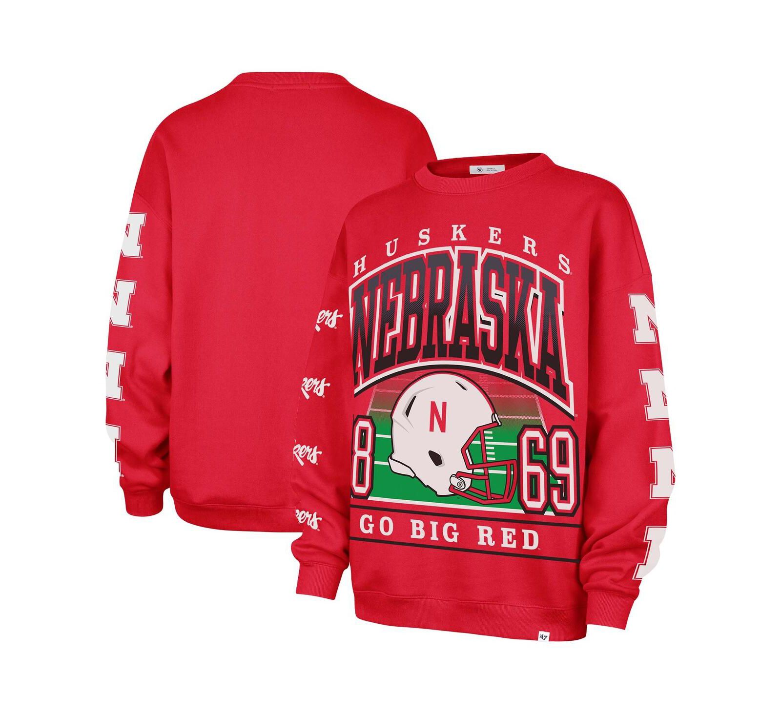 '47 Brand Женский оверсайз свитшот Nebraska Huskers Go Big Scarlet