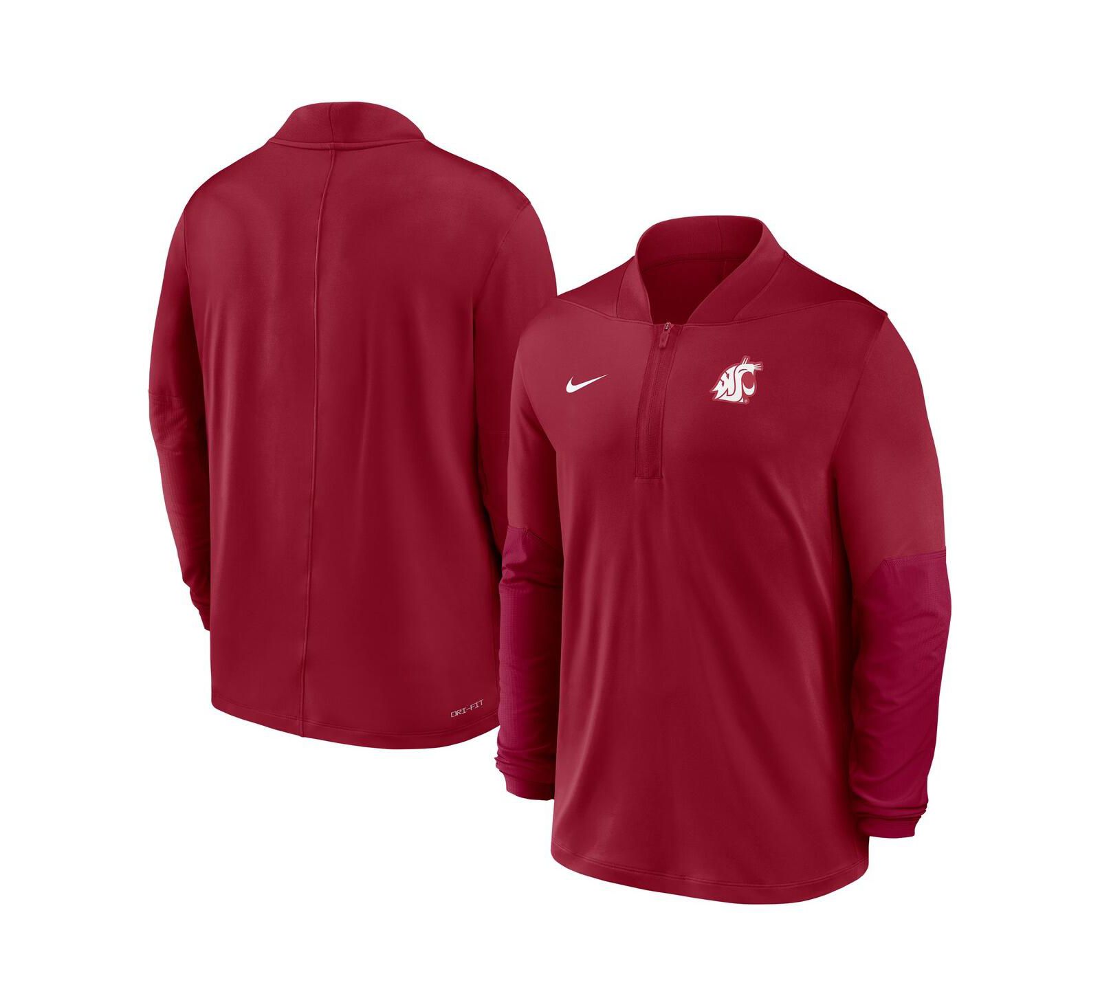 Мужское свитшот-пуловер Nike Crimson Washington State Cougars Dri-FIT с молнией наполовину