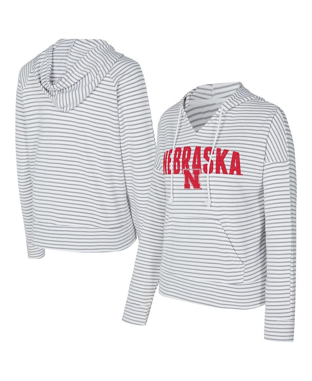 Мужское худи Concepts Sport Nebraska Huskers French Terry Striped V-Neck, белое/серое