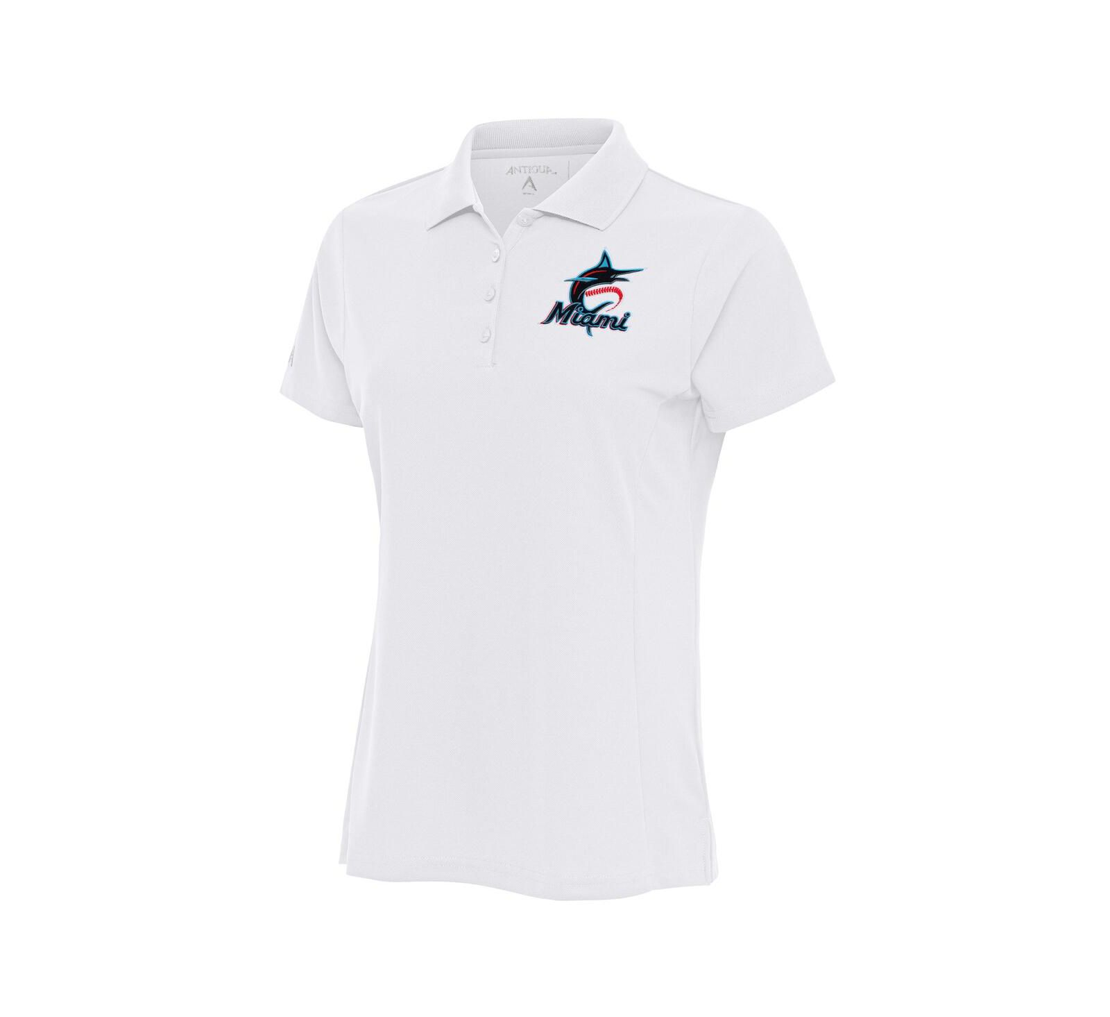 Женская рубашка-поло Antigua White Miami Marlins Logo Legacy Pique
