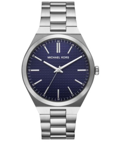 Мужские часы Michael Kors Lennox Three-Hand Silver-Tone Stainless Steel 43mm