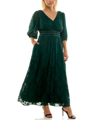 Taylor Plus Size Jacquard Chiffon Maxi Dress