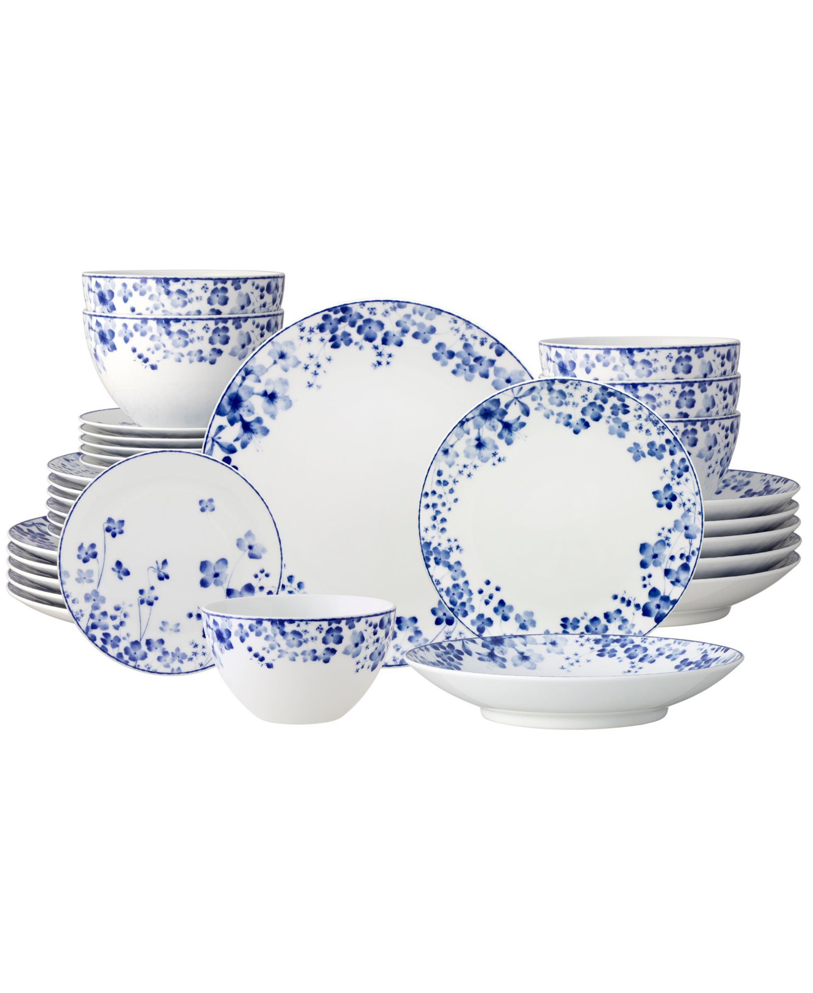 Noritake Bloomington Road Blue 30-Piece Dinnerware Set, Service for 6