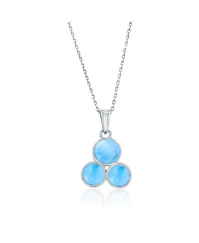 Sterling , Triple Cluster Larimar Necklace