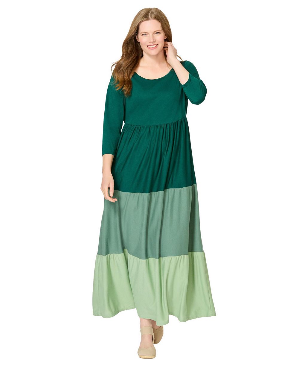 Woman Within Plus Size Colorblock Tiered Dress