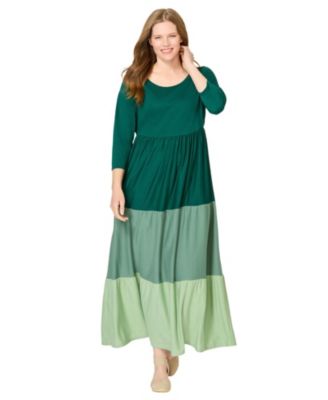 Woman Within Plus Size Colorblock Tiered Dress