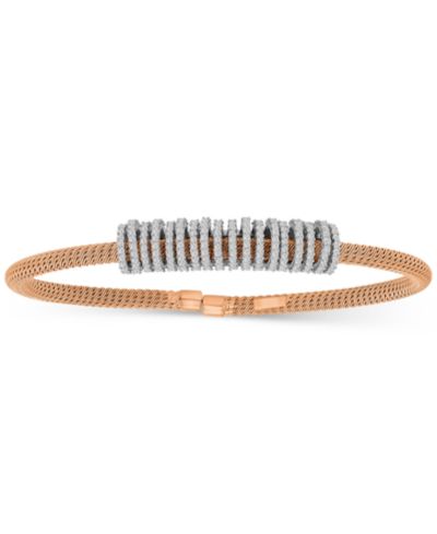 Cubic Zirconia Rondelle Woven Link Cuff Bracelet