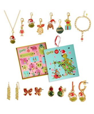 Dr. Seuss Grinch Jewelry Advent Gift Set: Necklace, Bracelet and Charms Mix and Match Christmas Calendar Box Collection