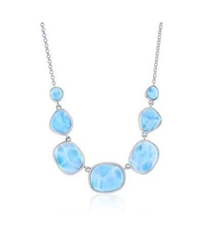 Sterling , Multi-Irregular Shaped Larimar Necklace