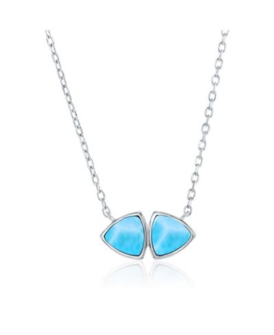 Sterling , Double Triangle Larimar Necklace