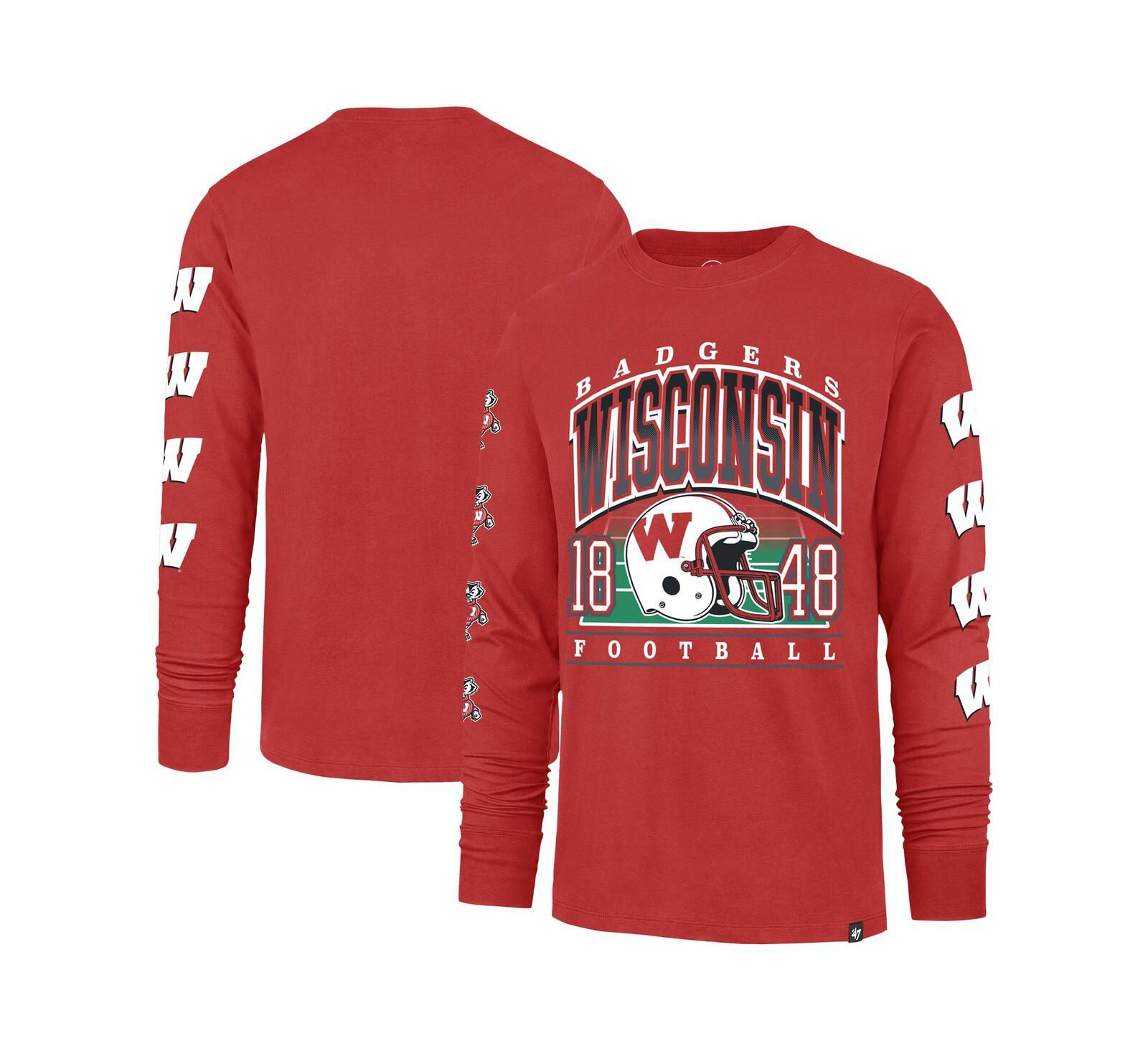 Мужская футболка '47 Brand Red Wisconsin Badgers Go Big Long Sleeve