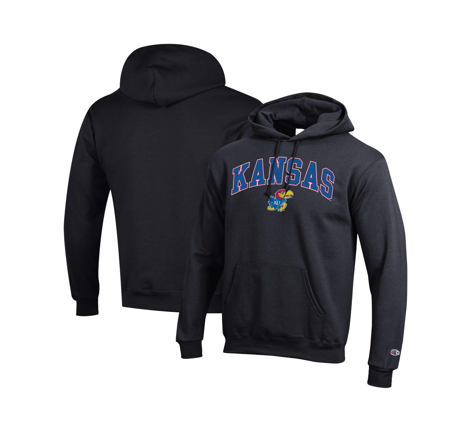 Мужское худи Champion Black Kansas Jayhawks Arch Over Logo Pullover