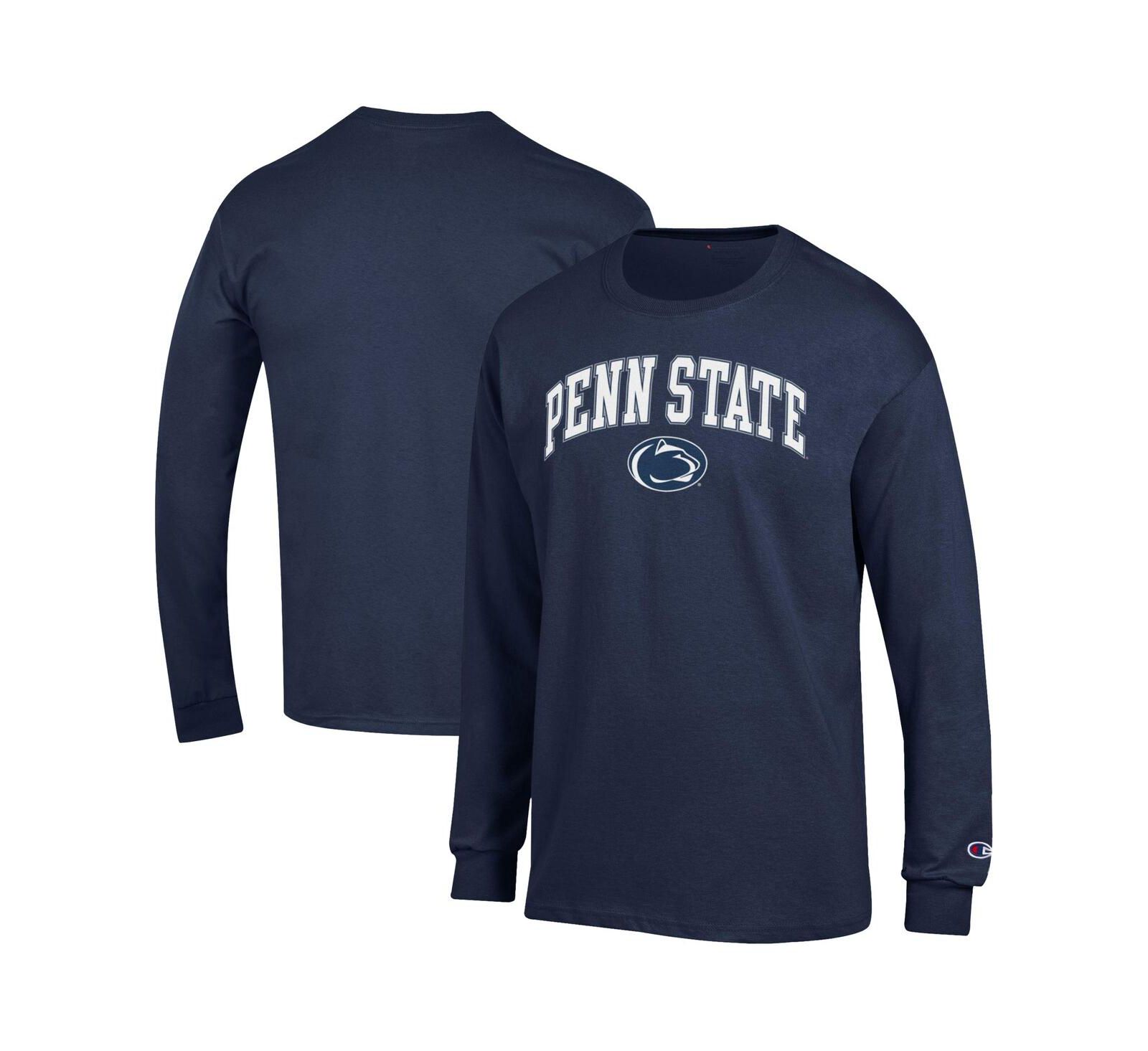 Мужская футболка Champion Navy Penn State Nittany Lions Arch Over Logo Long Sleeve