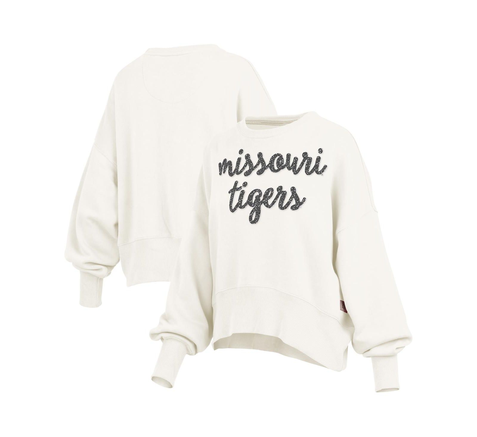 Женское худи Pressbox Cream Missouri Tigers Oversized Chelsea Waist Length Pullover