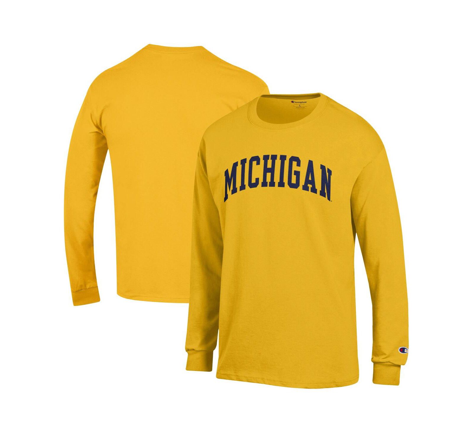 Champion Men's Maize Michigan Wolverines Basic Arch Long Sleeve T-Shirt