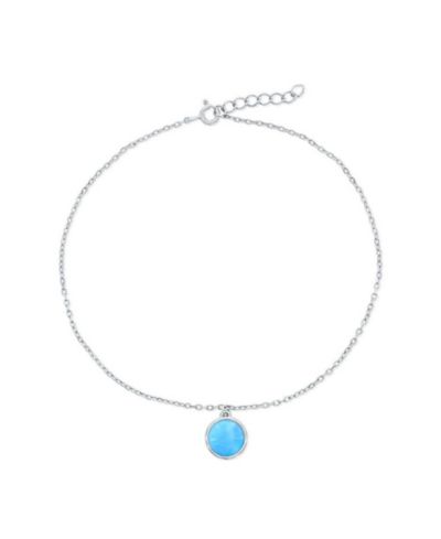 Браслет на ногу Sterling, Larimar Round Charm