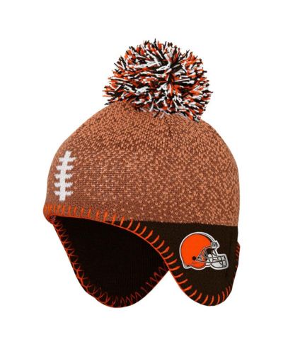 Детская вязаная шапка Outerstuff Brown Cleveland Browns Football Head с помпоном