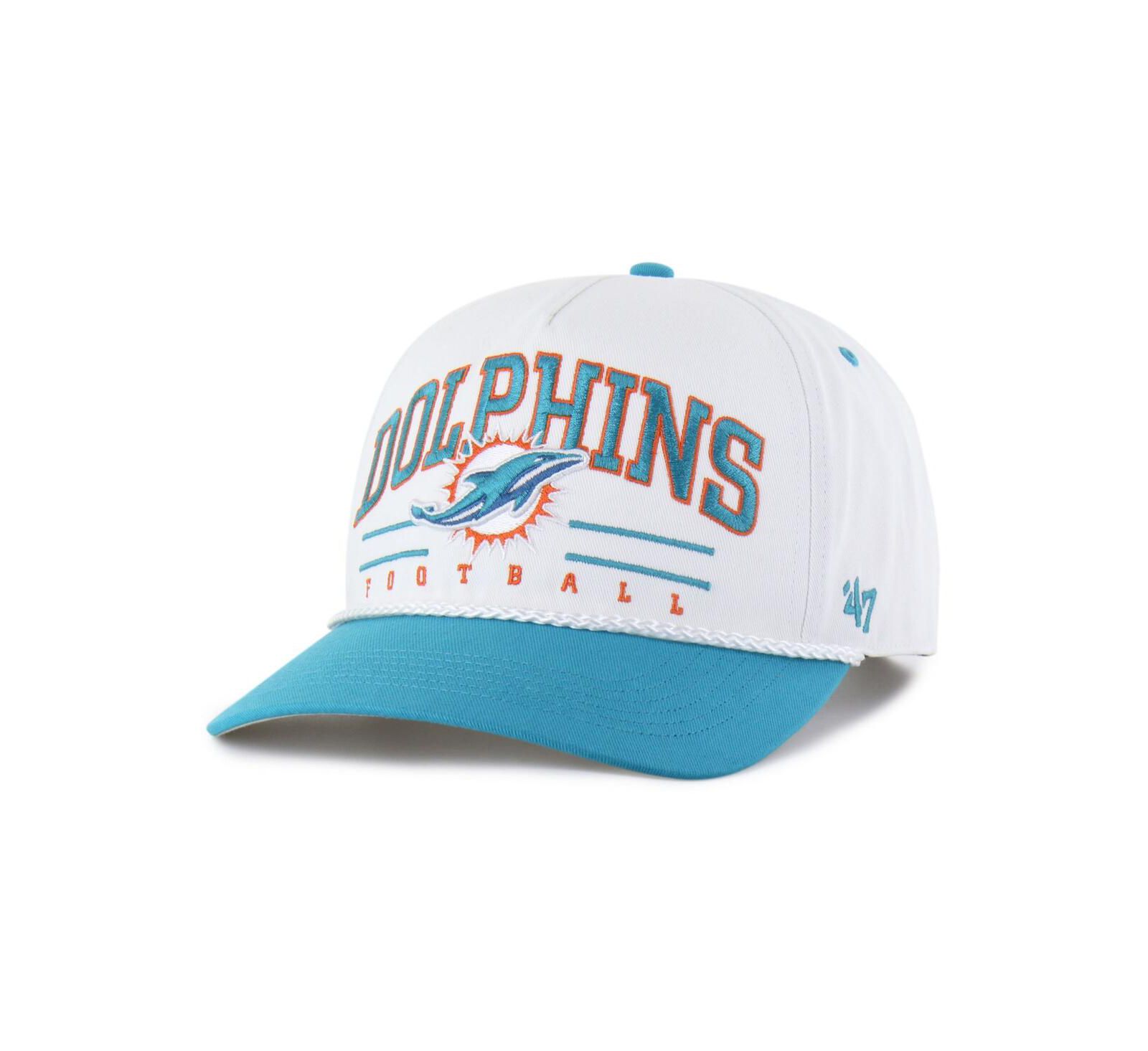 Мужская кепка '47 Brand White/Aqua Miami Dolphins Roscoe Two-Toned Hitch Adjustable