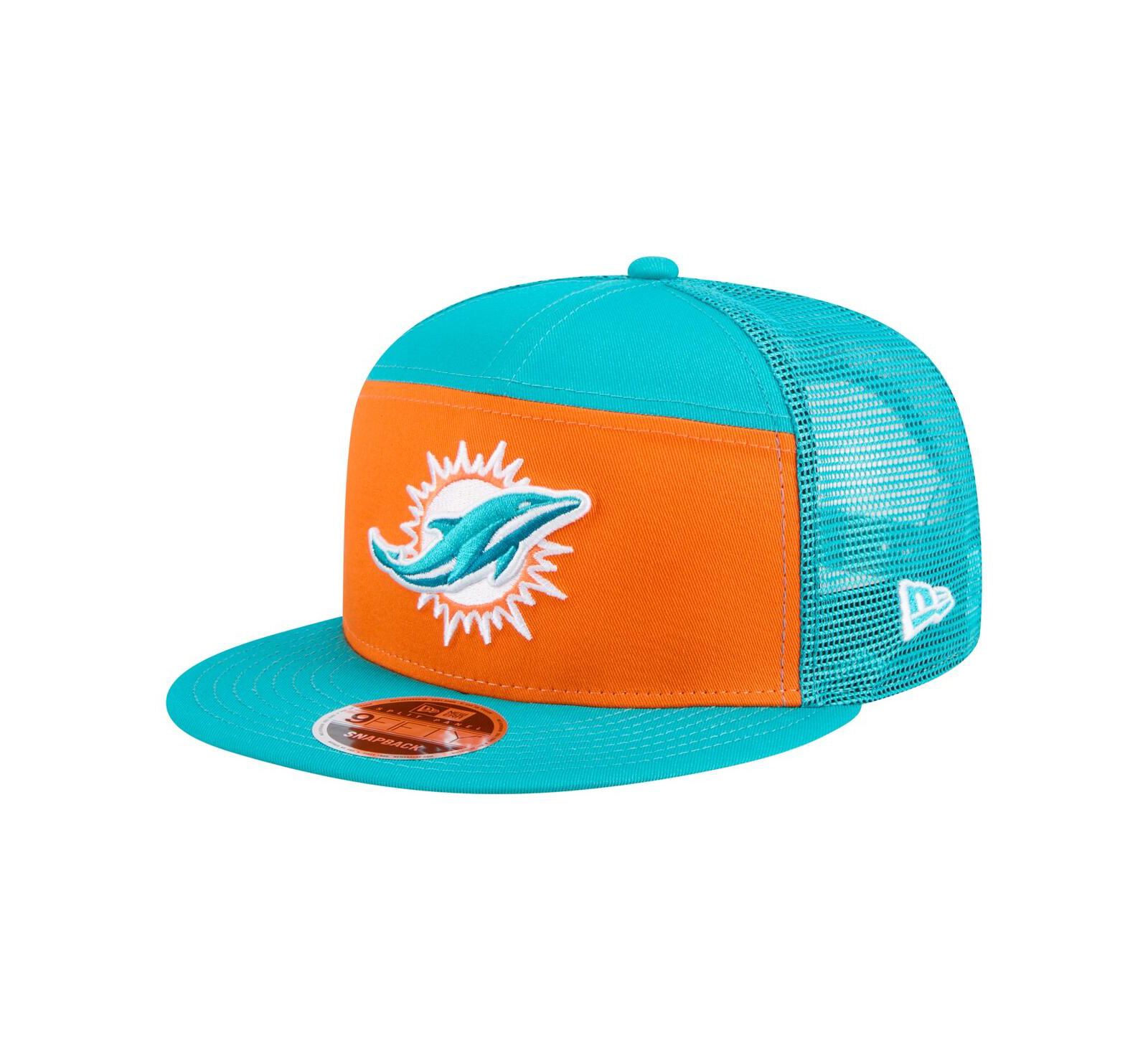 Мужская кепка New Era Miami Dolphins Outdoor Split Panel 9FIFTY Snapback, оранжевый/аква
