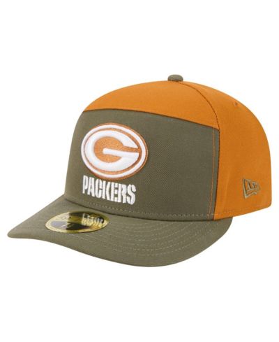 New Era Men's Olive/Brown Green Bay Packers Two-Tone Color Pack Split Panel 59FIFTY Fitted Hat