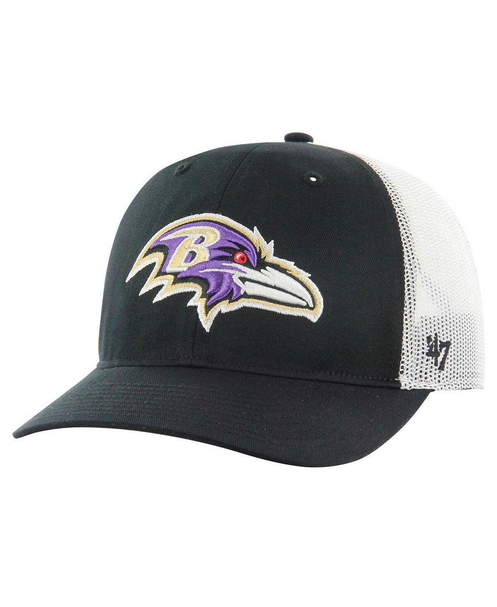 '47 Brand Big Boys and Girls Black/White Baltimore Ravens Trucker Adjustable Hat