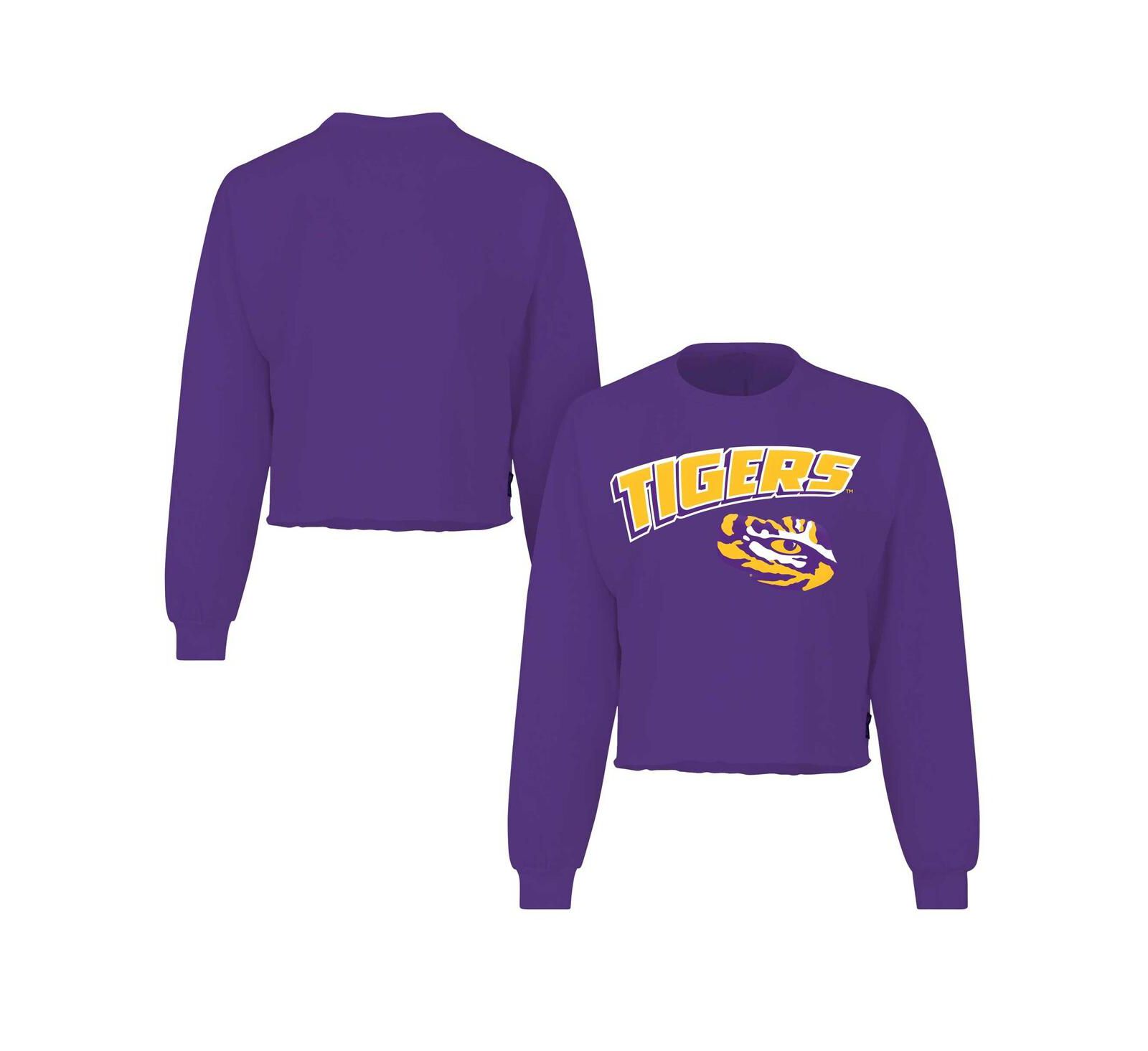 Женская футболка Spirit Jersey Purple LSU Tigers Slouchy Cropped Long Sleeve