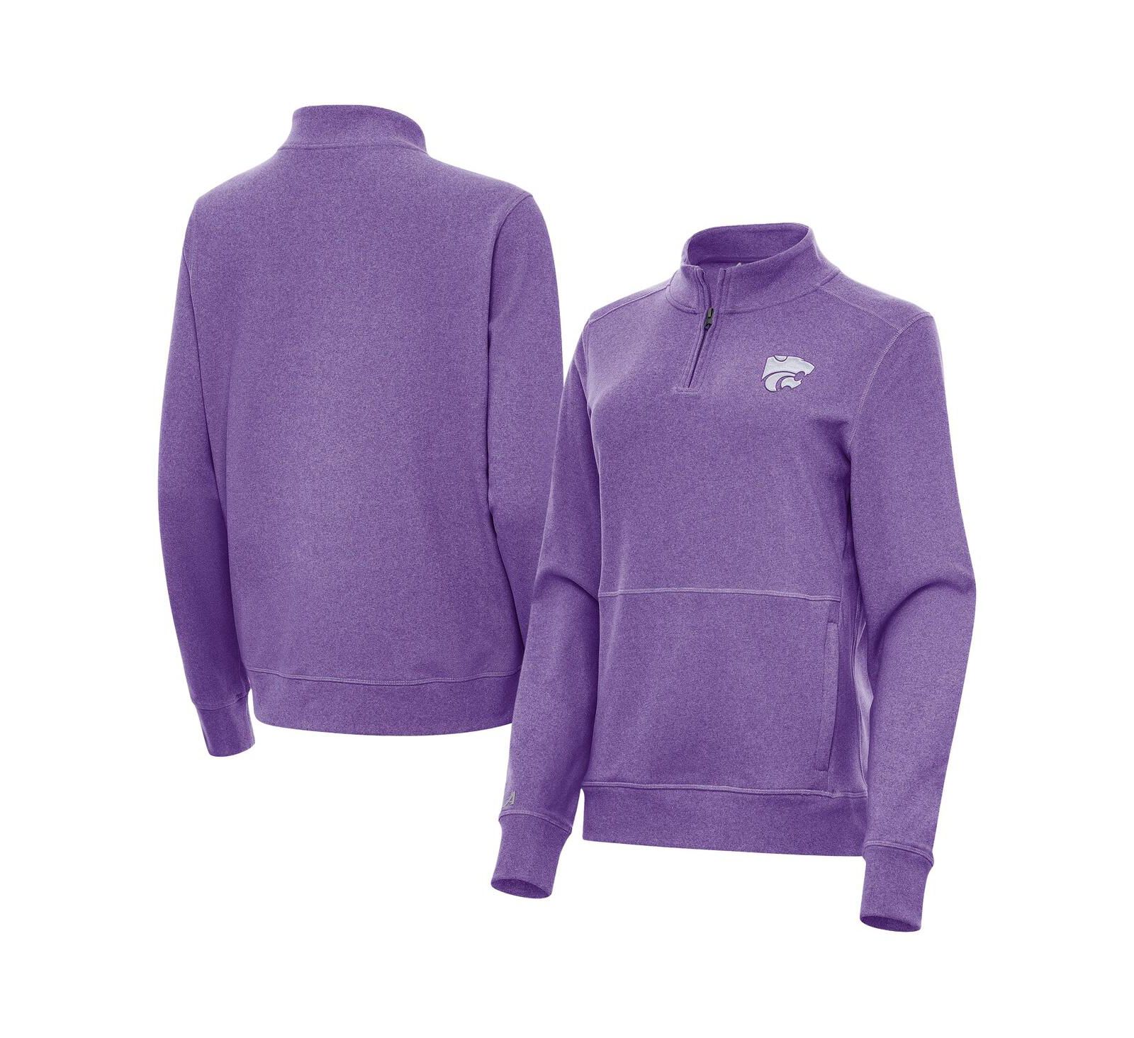 Antigua Женская куртка на молнии с воротником-стойкой, цвет Heather Purple, Kansas State Wildcats