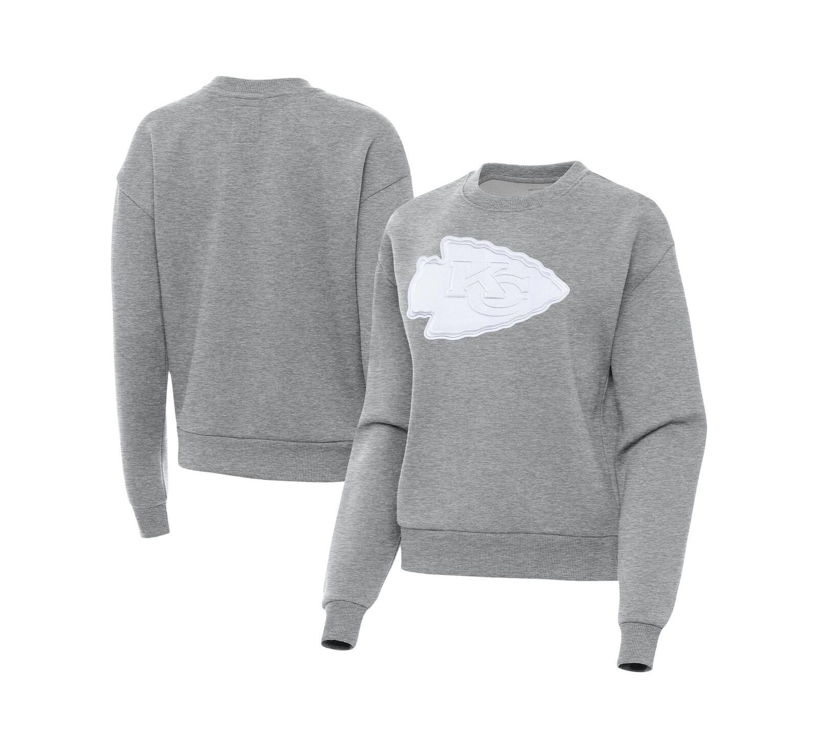Antigua Женская толстовка Kansas City Chiefs Victory Pullover, серая меланж