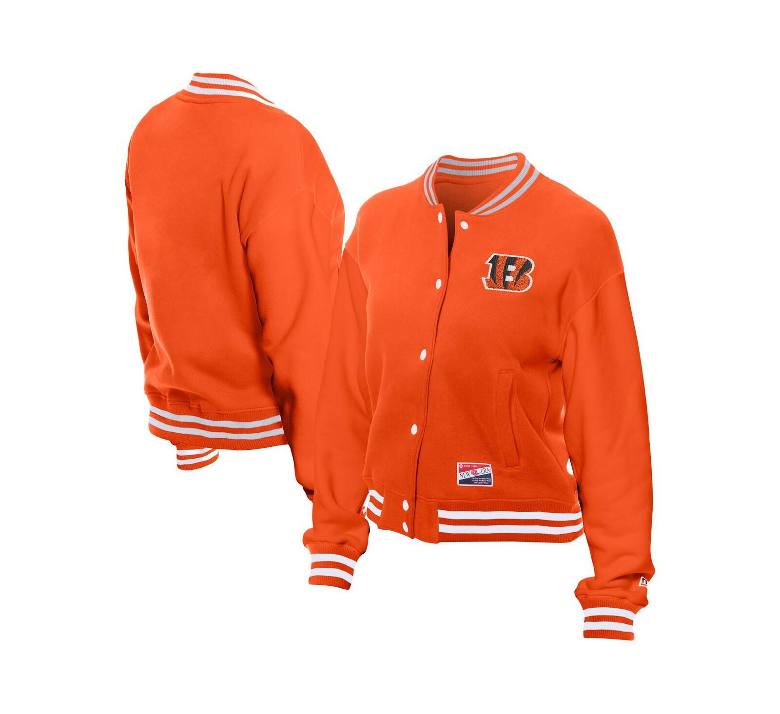New Era Women's Orange Cincinnati Bengals Throwback Fleece Full-Snap Jacket