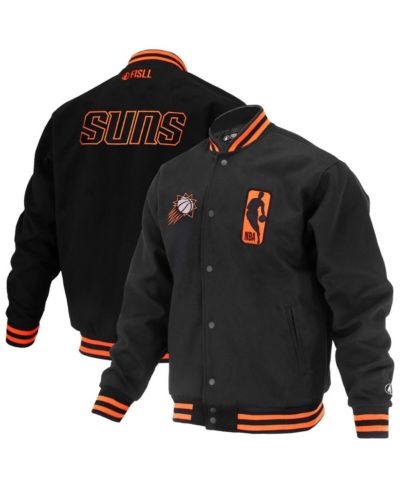 Мужская и женская куртка FISLL Black Phoenix Suns Logo Man Shadow Collection Full-Snap Varsity