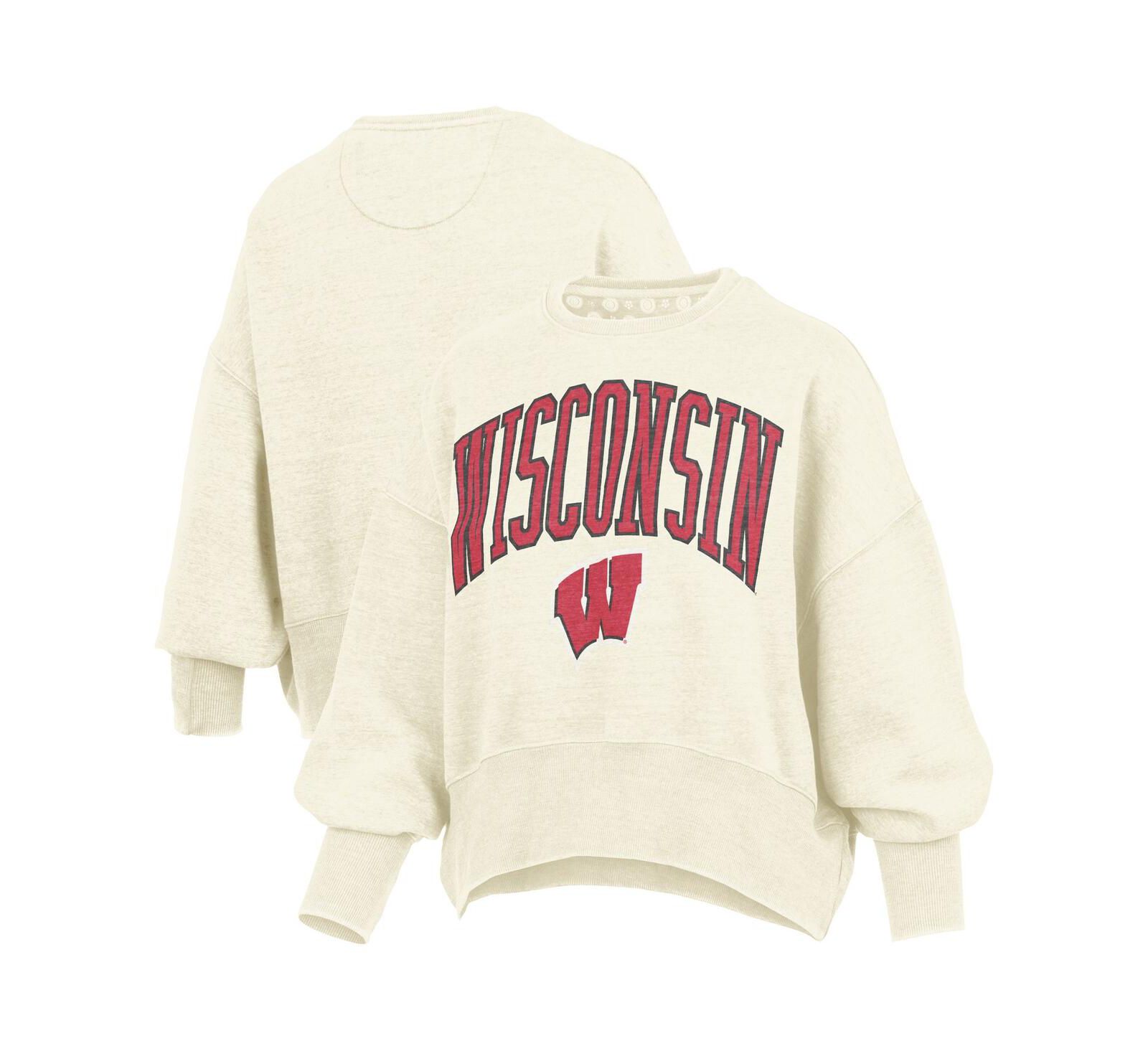 Женское безразмерное свитшот Pressbox Wisconsin Badgers Oversized Waist-Length Crewneck