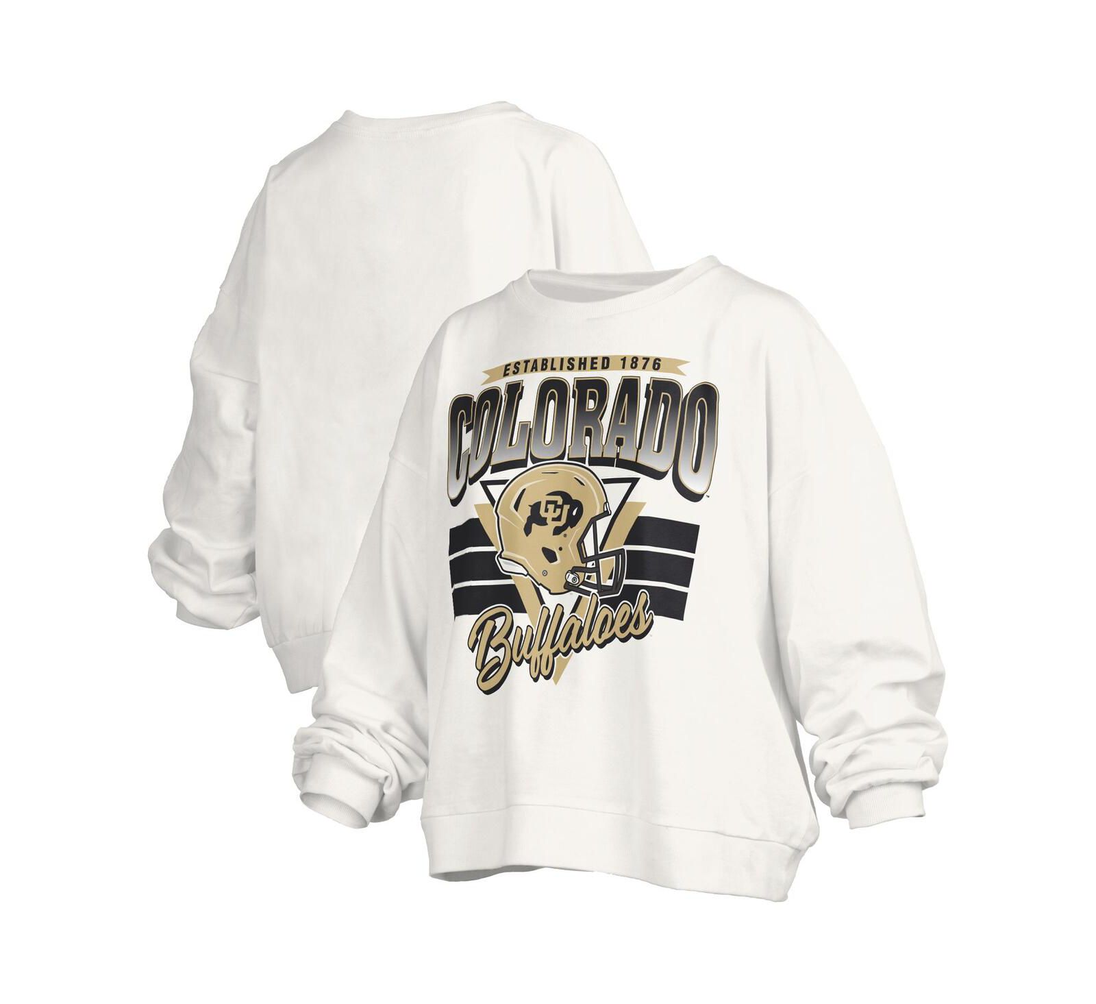 Женский удлиненный свитшот Pressbox Colorado Buffaloes Oversized Janice Retro Waist-Length Pullover White