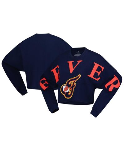 Женская укороченная футболка Spirit Jersey Navy Indiana Fever Jumbo Print с длинным рукавом