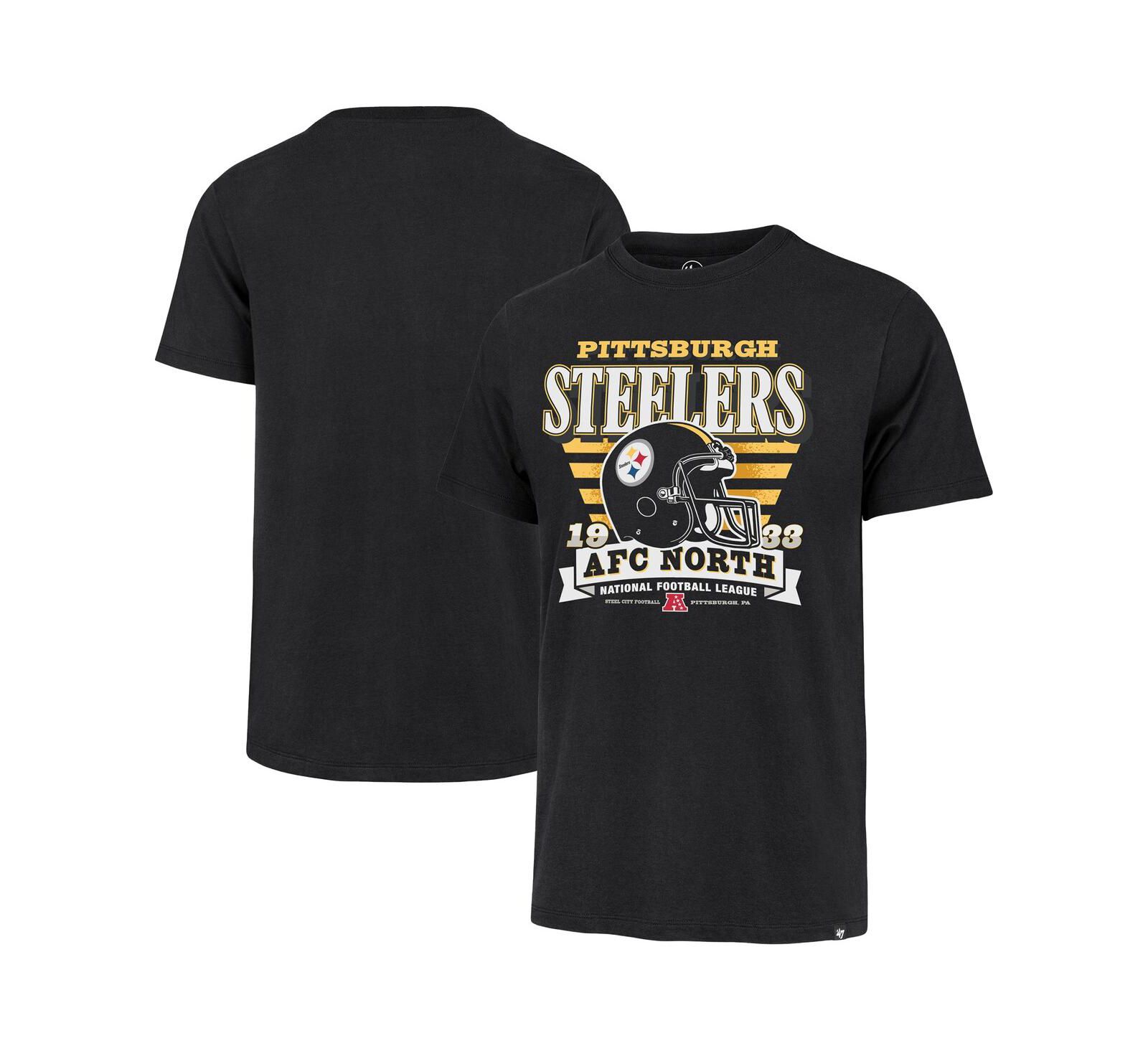 '47 Brand Men's Black Pittsburgh Steelers Stripe Splash Franklin Throwback T-Shirt
