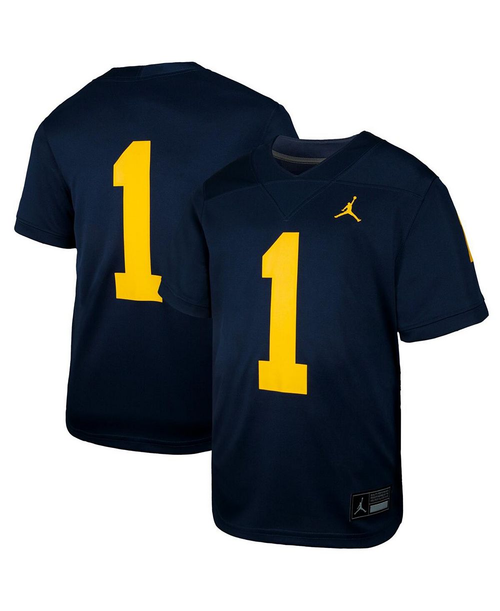 Джерси Jordan для мальчиков и девочек Jordan 1 Navy Michigan Wolverines Untouchable Replica Game