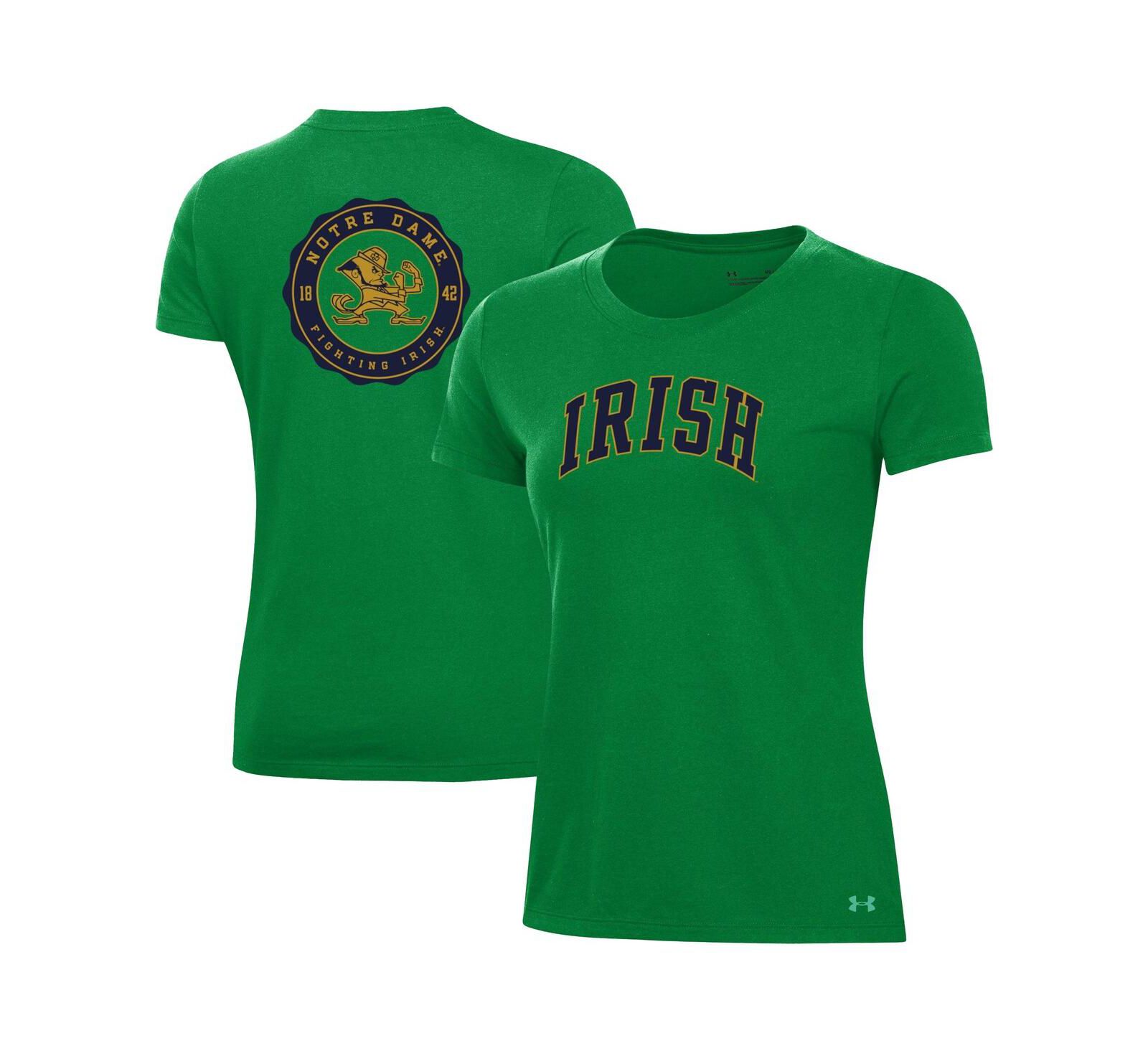 Under Armour Women's Green Notre Dame Fighting Irish Essentials 2-Hit Performance T-Shirt