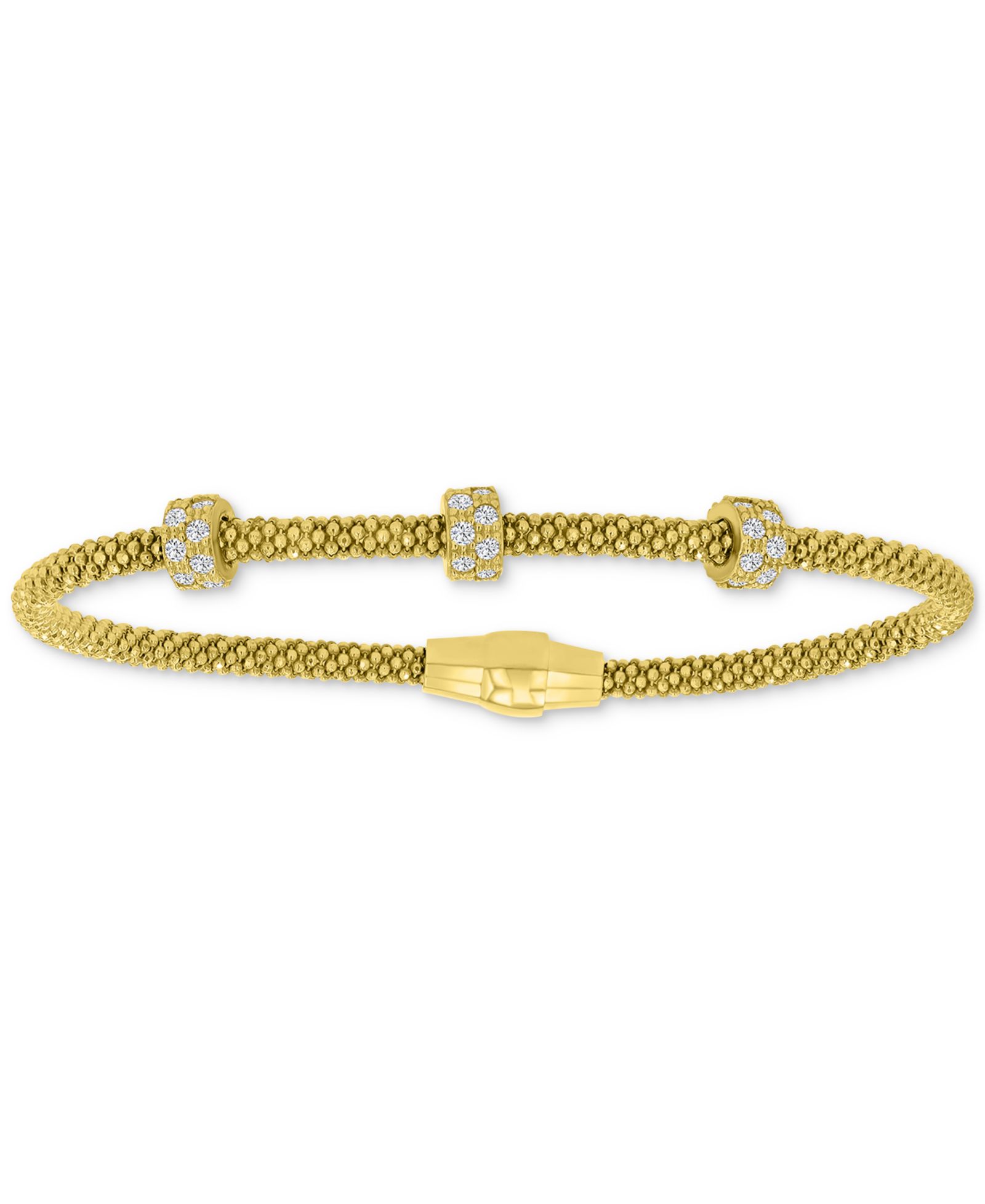 Браслет Rondelle Cubic Zirconia Mesh из стерлингового серебра с позолотой 14k