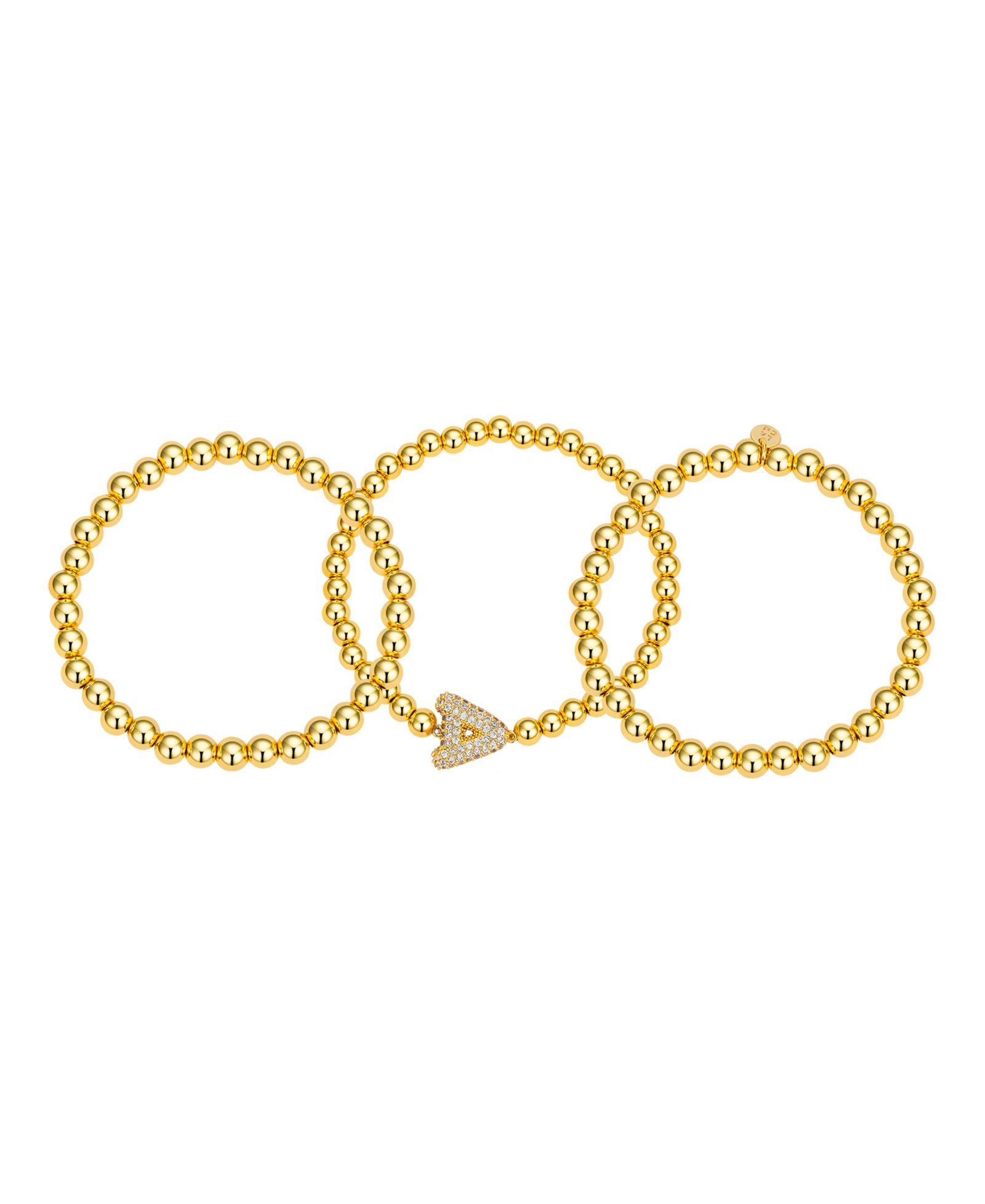 Unwritten Cubic Zirconia Bubble Initial Stretch Bracelet Set