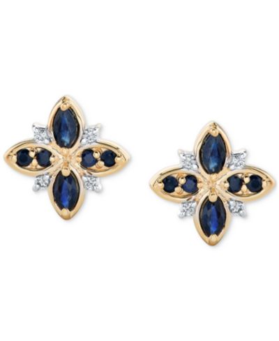 Серьги Sapphire (3/4 ct. t.w.) из желтого золота 14k
